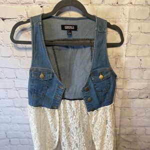 Boho denim lace vest